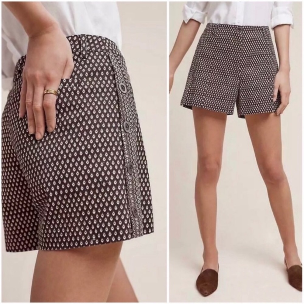 Anthropologie Cartonnier Sarah Shorts High Waist Side Button Detail Size 6